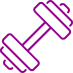 Icône d'haltère violette, symbole de musculation et entraînement physique.